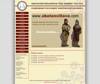 Portada de la web de la Asociación de Belenistas de Villava.