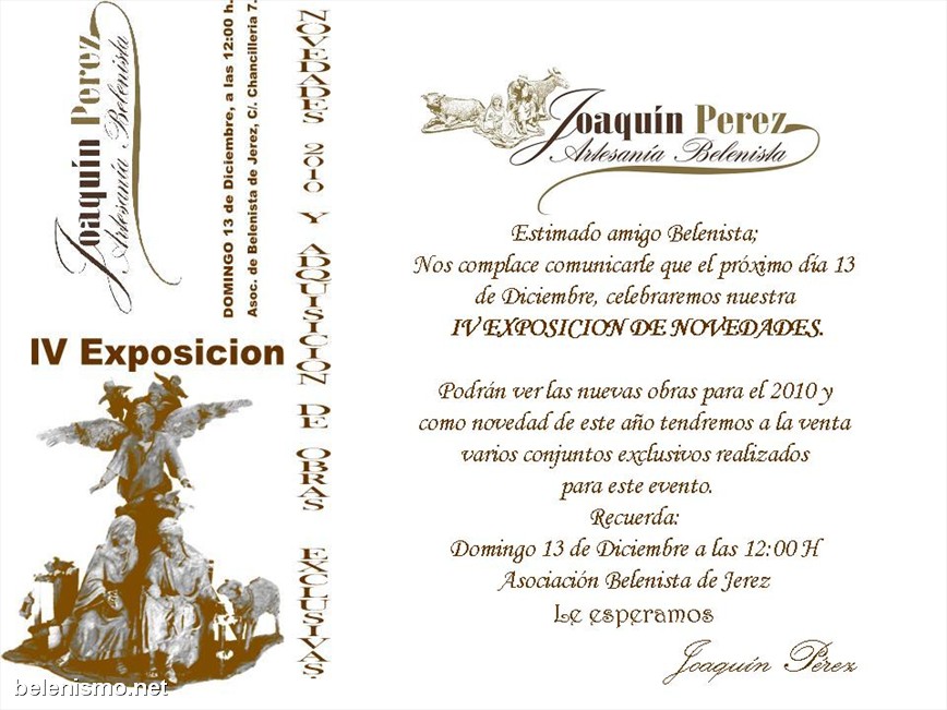 Invitación al acto de presentación de novedades de Joaquín Pérez.