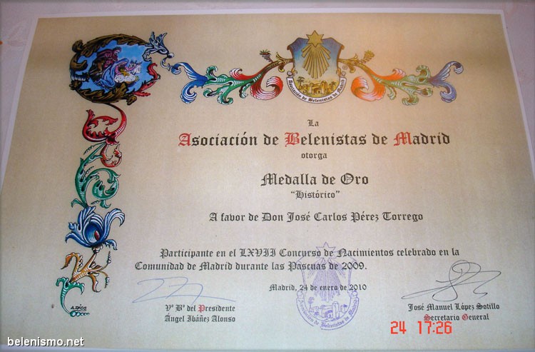 Diploma concedido a José Carlos Pérez Torrego por su primer puesto en estilo Histórico, en el concurso de particulares.